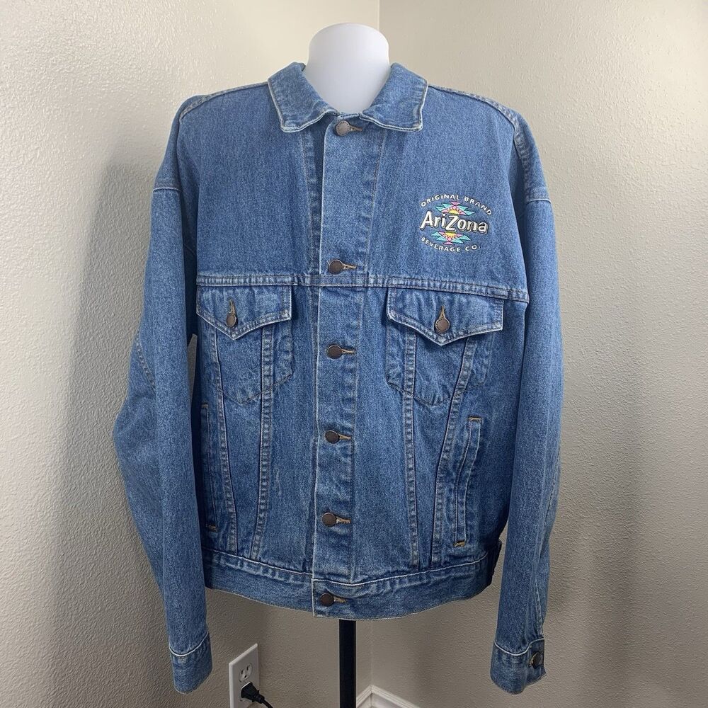 Arizona Beverage Tea Denim Jacket Coat Haleman Jeans Wear Coat Sz XL Buttons